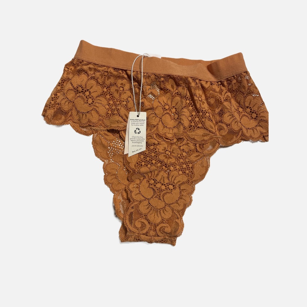 We Are HAH Lace Thong Panties Terracotta Copper Sustainable XS NWT